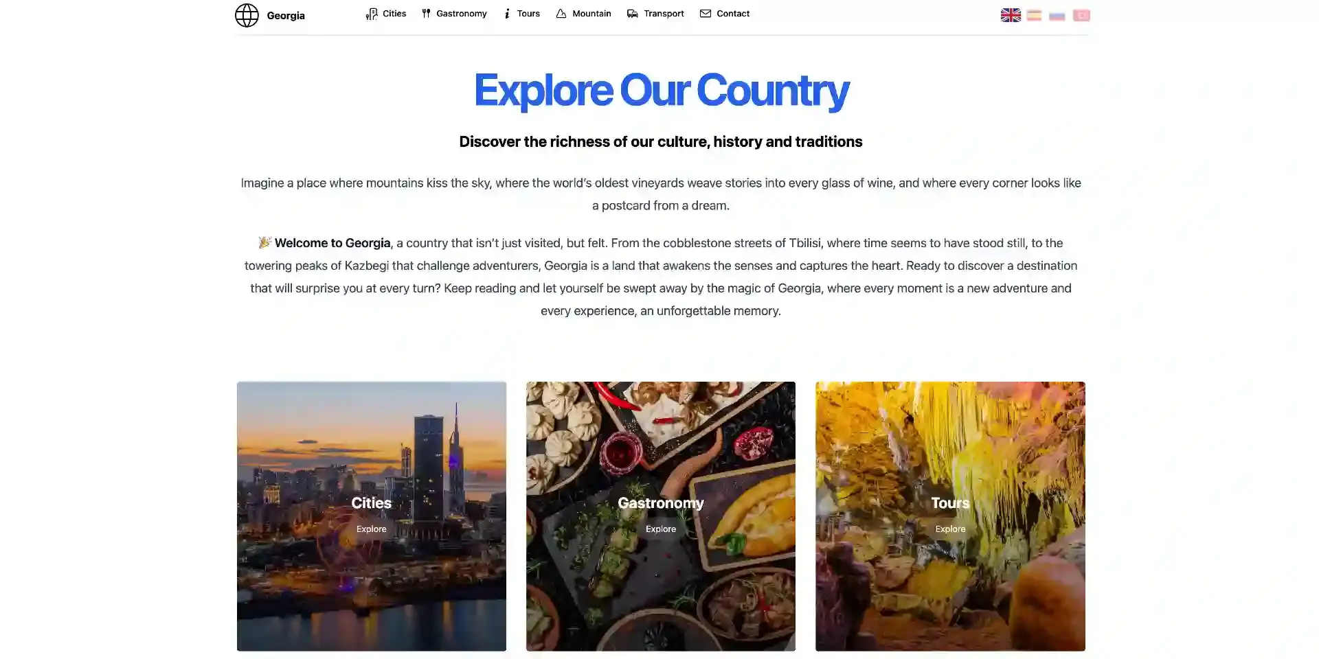 Portada de la web Georgia-Tours