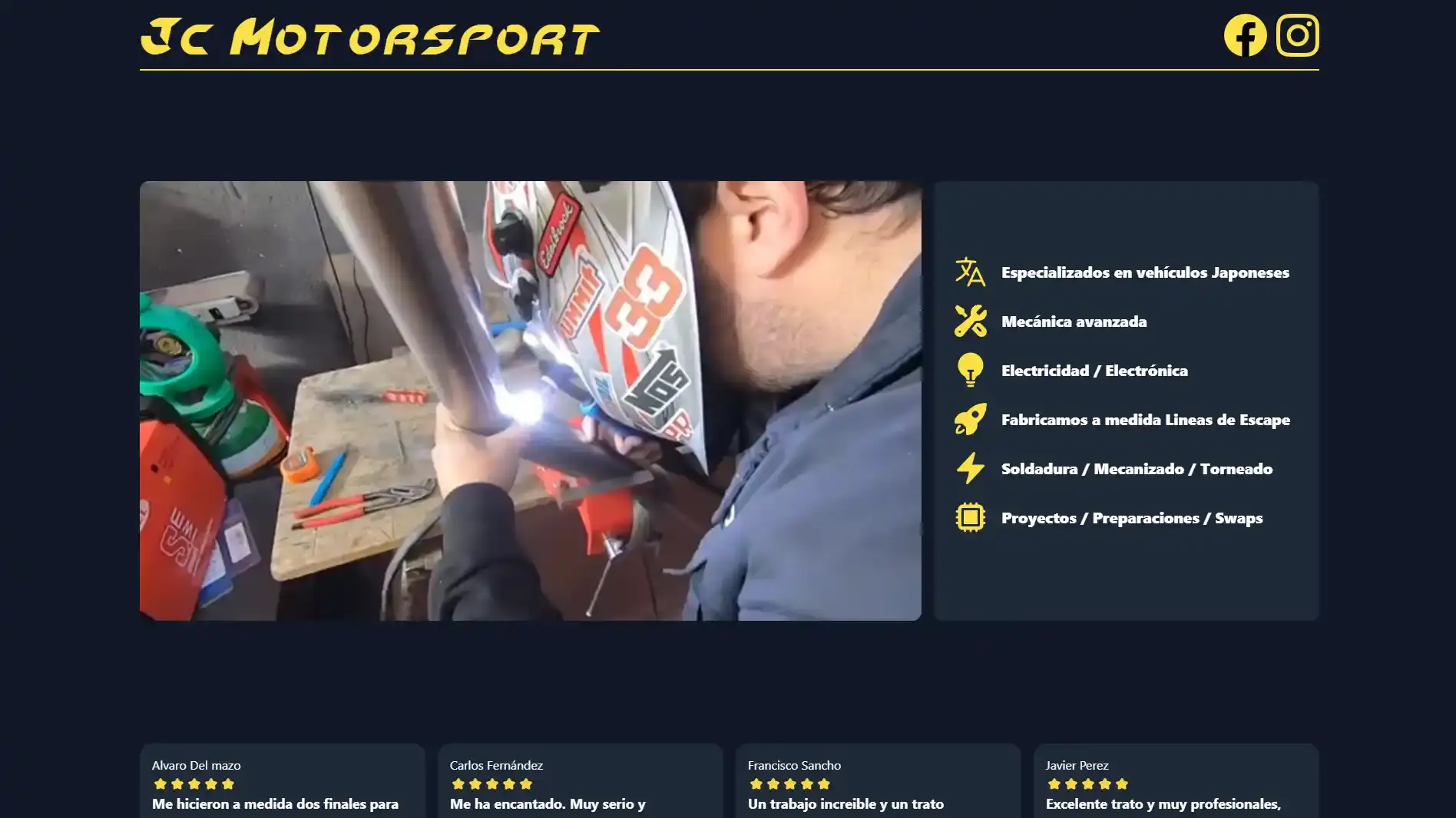 Portada de la web de JcMotorsport