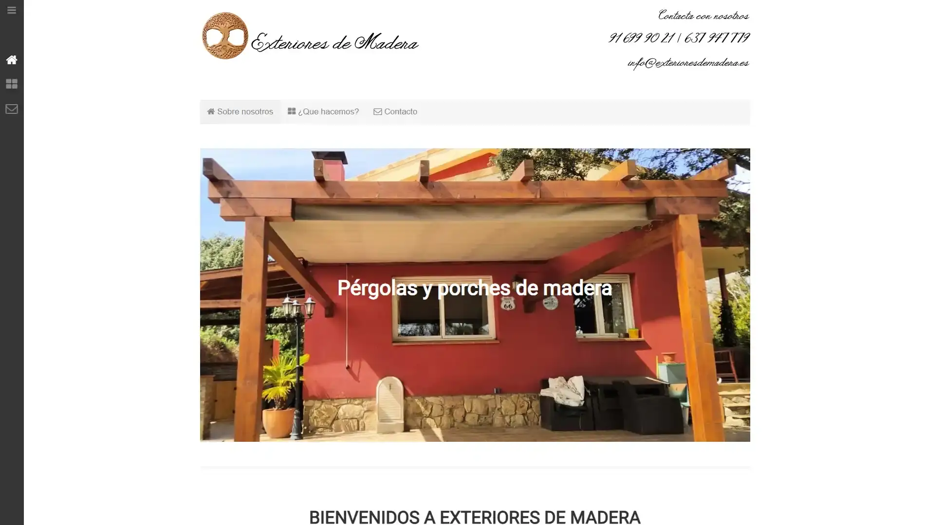 Portada de la web de Exteriores de Madera